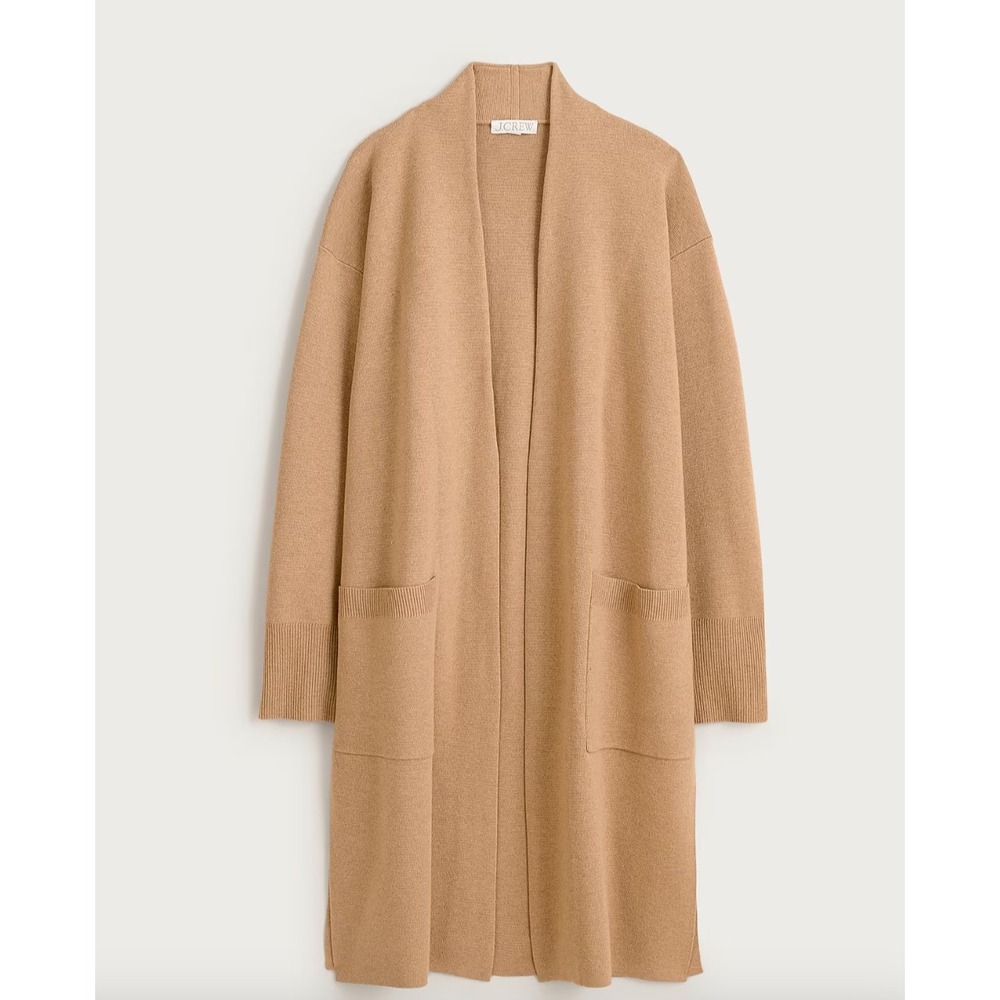 J.Crew Long Sweater Blazer with Side Slits Long Cardigan Sweater Wool Blend Sz L